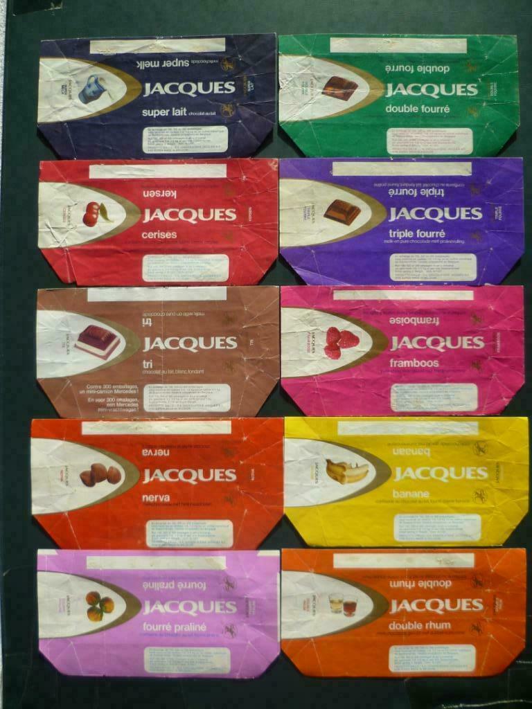 chocolade Jacques chocolat wikkels emballage  x 10 omslagen, Ophalen of Verzenden, Gebruikt