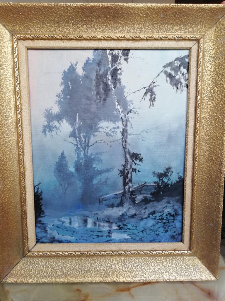 A. Leroy: 'berk in de winter', schilderij, Antiek en Kunst, Ophalen of Verzenden