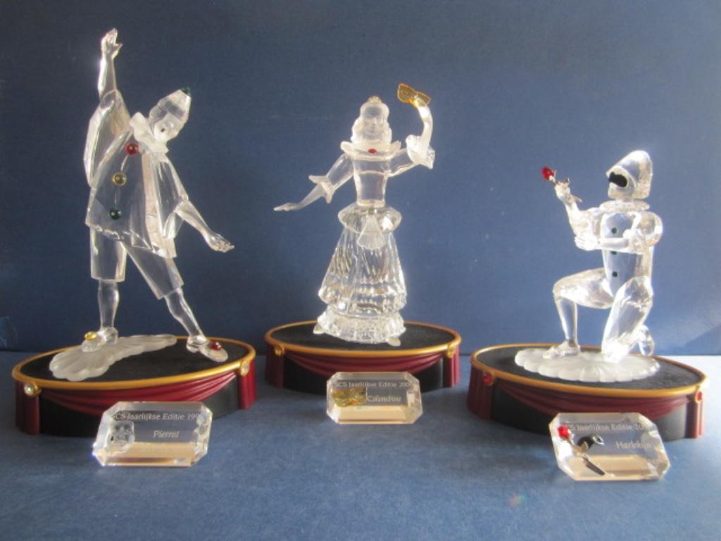 Swarovski SCS 1999, 2000, 2001 Pierrot, Harlekijn, Colombine, Verzamelen, Swarovski, Nieuw, Figuurtje, Ophalen of Verzenden