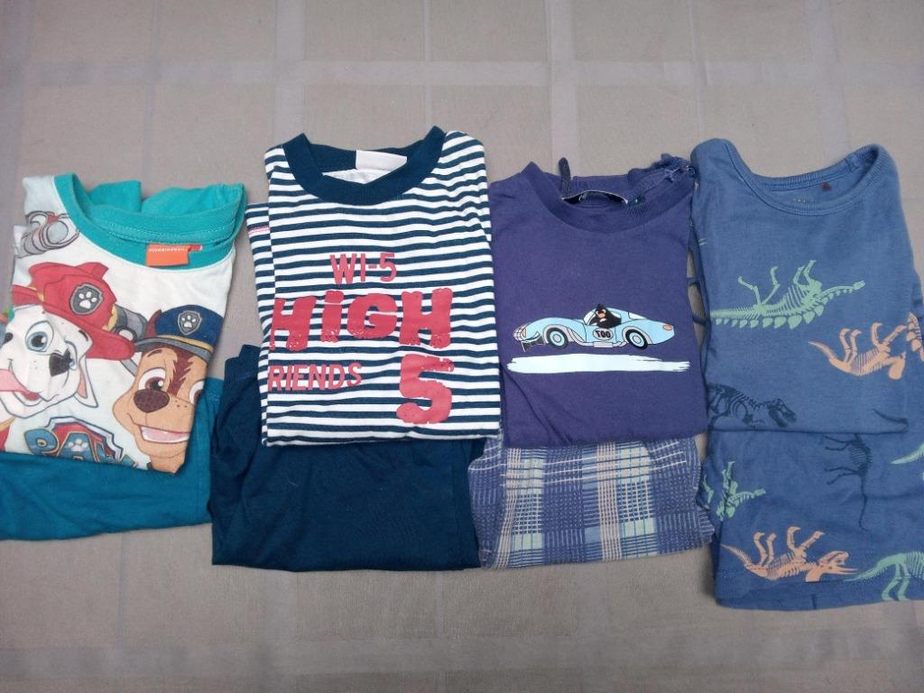 4 zomerpyjama's 110-116, Ophalen, Gebruikt, Jongen, Nacht- of Onderkleding