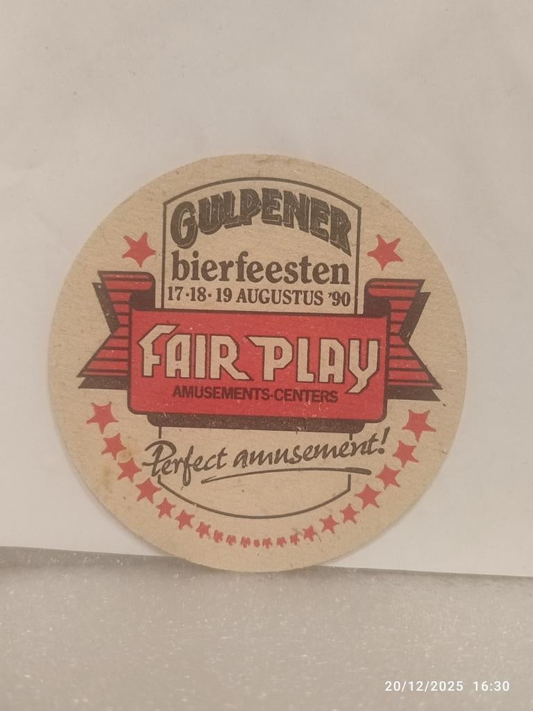 Ancien sous-bock GULPENER BIERFEESTEN ., Enlèvement ou Envoi, Comme neuf, Sous-bock, Gulpener