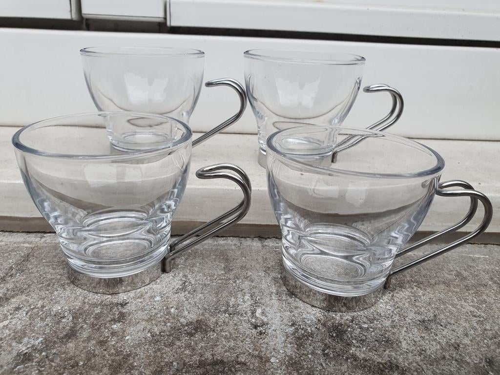 Bormioli Rocco Oslo Tasse à espresso avec poignée en acier i, Enlèvement ou Envoi, Verre