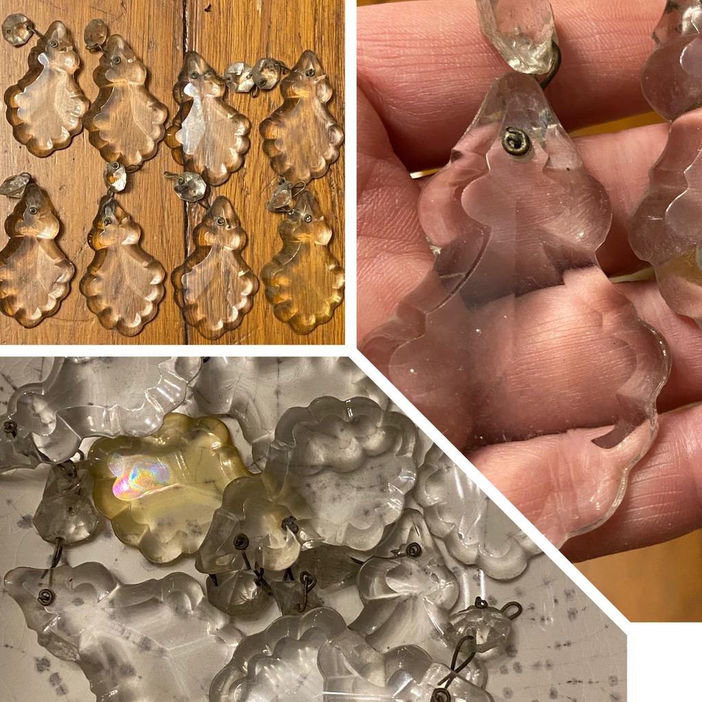 Lot de 8 pampilles en verre vintage (cristal?) pour lustre., Enlèvement ou Envoi, Utilisé, Verre