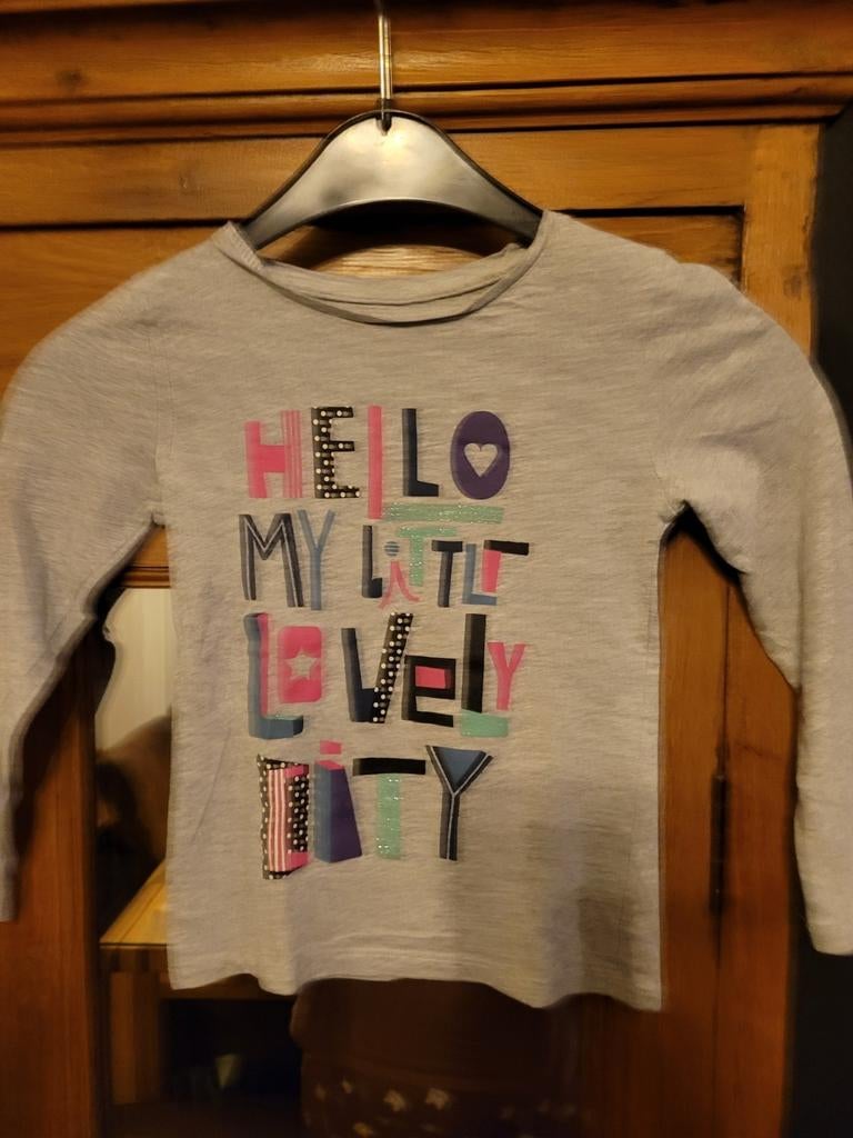 Grijze longsleeve mt 116, Kinderen en Baby's, Ophalen of Verzenden, Zo goed als nieuw