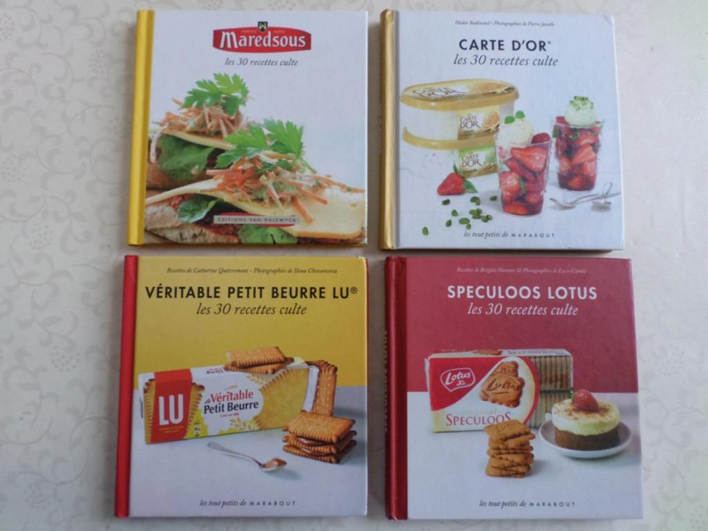 Set van 4 kookboeken Maredsous Carte d'Or Lotus Lu Recepten, Boeken, Kookboeken, Gelezen, Voorgerechten en Soepen, Hoofdgerechten