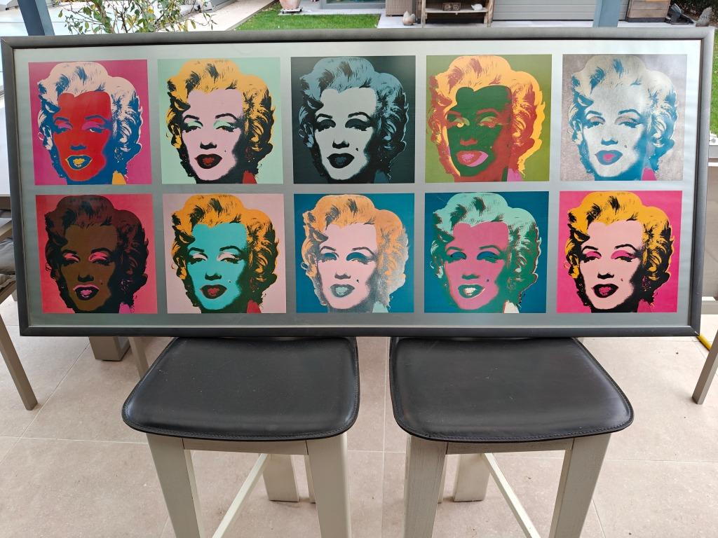 Vintage poster Marilyn Monroe Popart Andy Warhol, Ophalen, Met lijst, Deurposter of groter, Rechthoekig Liggend