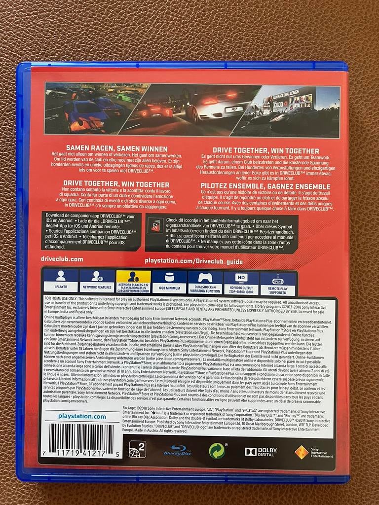 Driveclub game PS4, Games en Spelcomputers, Ophalen of Verzenden, Zo goed als nieuw