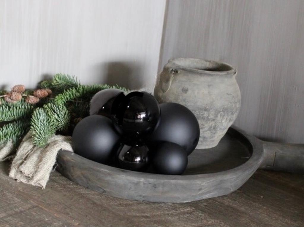 set van 10 zwarte kerstballen + 1 zwarte piek (nieuw in pak), Ophalen of Verzenden, Nieuw