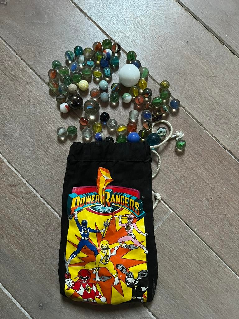 Retro knikkerzak van Power Rangers met knikkers, Verzamelen, Speelgoed, Ophalen of Verzenden, Gebruikt