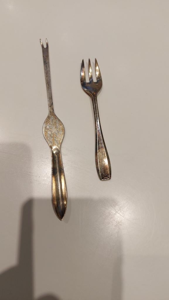 9 fourchettes à homard avec 9 fourchettes en argent assortie, Enlèvement ou Envoi