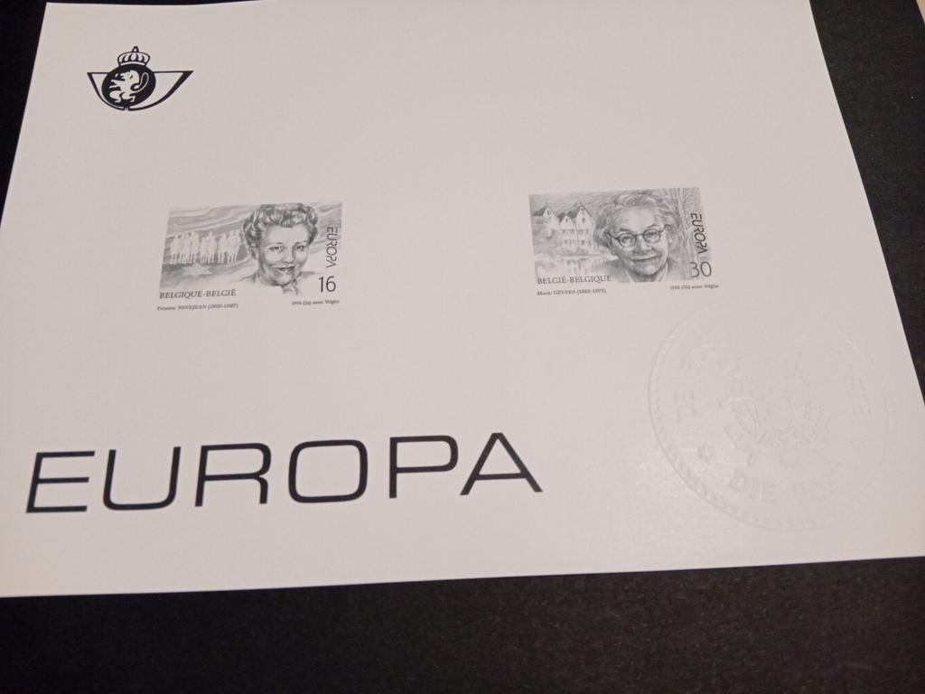 Zwart-wit velletje met droogstempel Europa 1996 lot 1021, Postzegels en Munten, Postzegels | Europa | België, Ophalen of Verzenden
