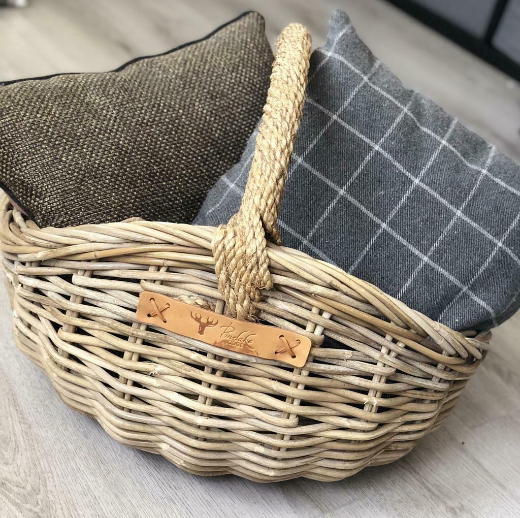 Panier osier Deco design coussin maison hiver porte journeau, Neuf