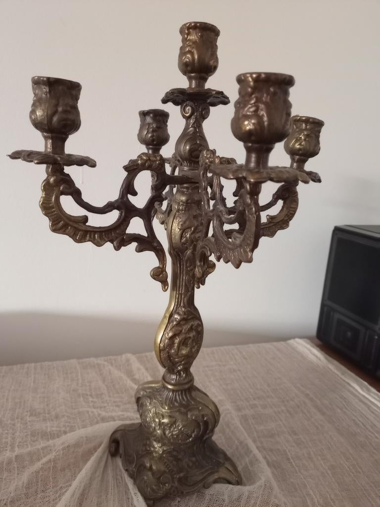 Bronzen  zware kandelaar, Antiek en Kunst, Ophalen