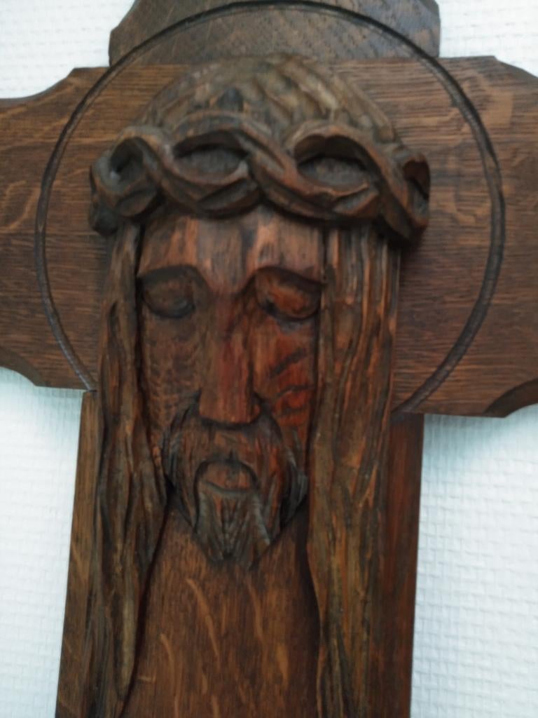 Groot eiken kruisbeeld: perfecte staat, Antiek en Kunst, Ophalen
