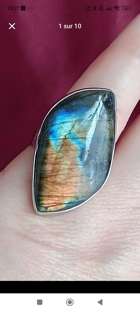 Verstelbare ring met prachtige labradoriet, Ophalen of Verzenden, Nieuw, Dame, Met edelsteen
