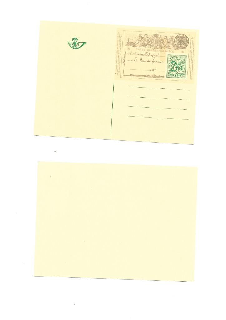Carte postale "jaune" Belgique vierge 2,50 francs, Envoi, Affranchie