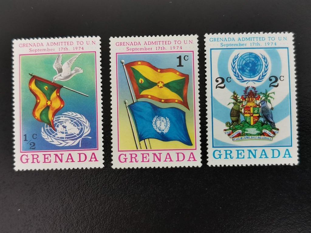 Grenade 1975 - drapeaux - adhésion à l'ONU - colombe *, Enlèvement ou Envoi, Non oblitéré, Amérique du Nord