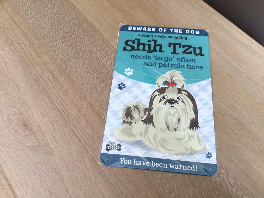 Metalen wandbordje, Shih Tzu, nieuw, Ophalen of Verzenden, Zo goed als nieuw