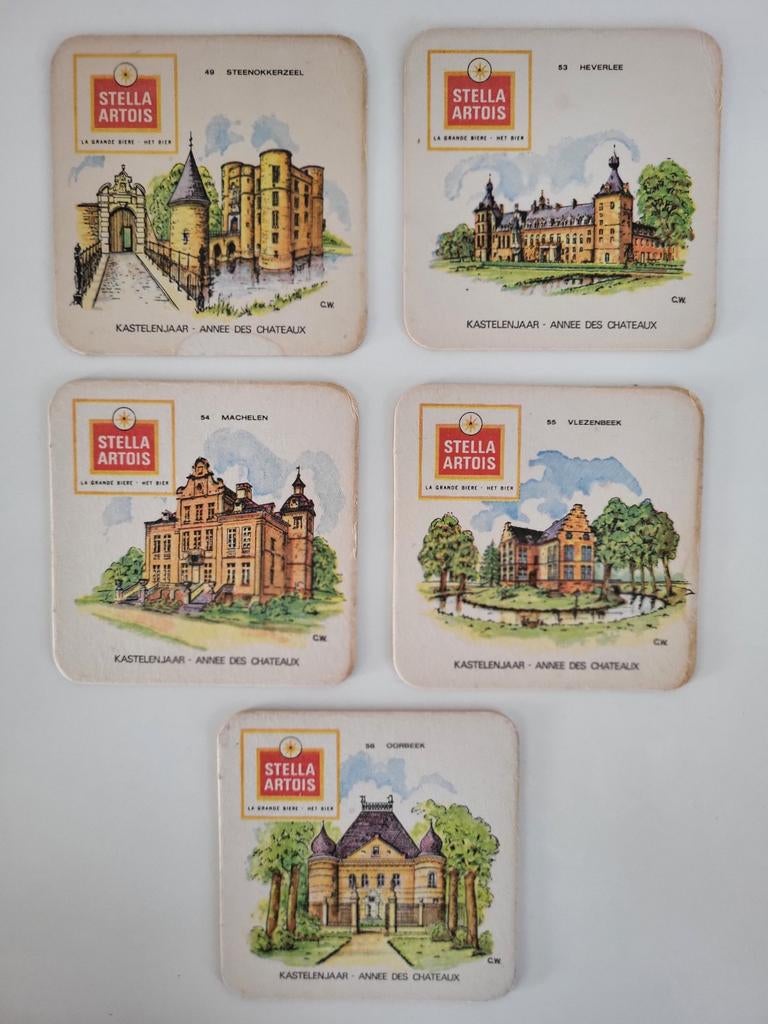 bierkaartjes stella artois kastelenjaar bierviltjes, Ophalen of Verzenden, Zo goed als nieuw, Viltje(s), Stella Artois