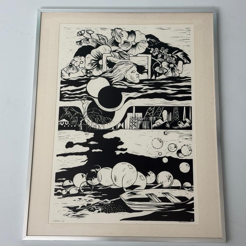 Linosnede ‘Zeepdrrom’ door Bernadette Vereecke, Ophalen of Verzenden