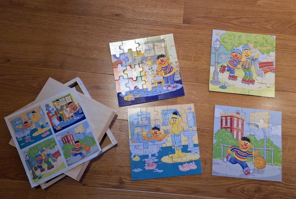 4 Sesamstraat puzzels 25, Kinderen en Baby's, Ophalen of Verzenden, Zo goed als nieuw