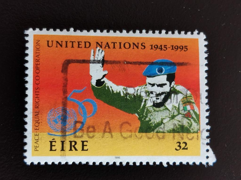 Ierland 1995 - 50 jaar Verengide Naties (VN) - UNO soldaat, Ophalen of Verzenden, Ierland, Gestempeld