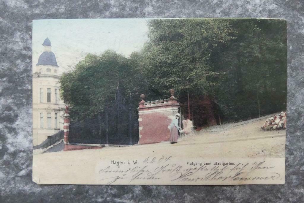 Postkaart 6/8/1904 Hagen Stadtsgarten, Duitsland, Ophalen of Verzenden, Voor 1920, Gelopen, Duitsland
