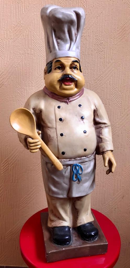 Prachtig vintage beeld ‘chef kok met uitneembare pollepel’, Ophalen of Verzenden