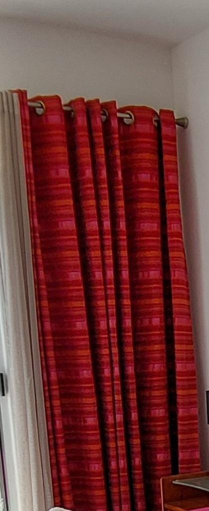 paire de rideaux de qualité épais rose rouge bordeaux barre, Rouge, Enlèvement ou Envoi, Comme neuf, 200 cm ou plus