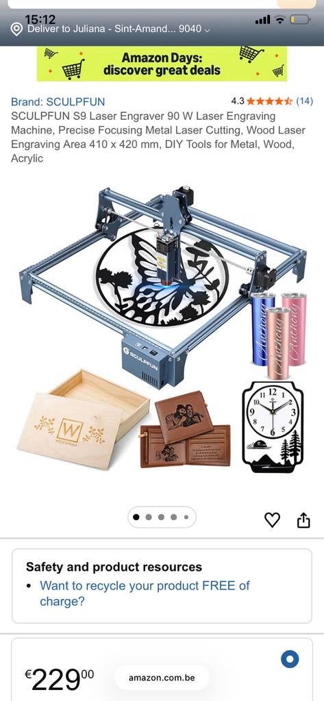 Sculpfun s9 950mm x 410mm, Enlèvement ou Envoi, Comme neuf