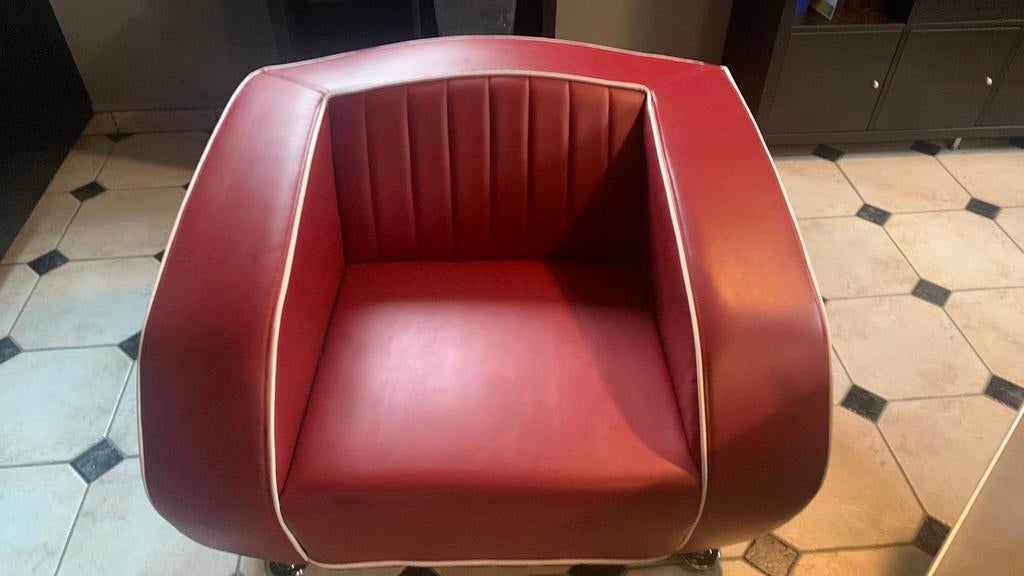Nieuw Bel Air Retro Fouteuile SF-01 rood, Huis en Inrichting, Ophalen, Overige materialen, Nieuw, 75 tot 100 cm