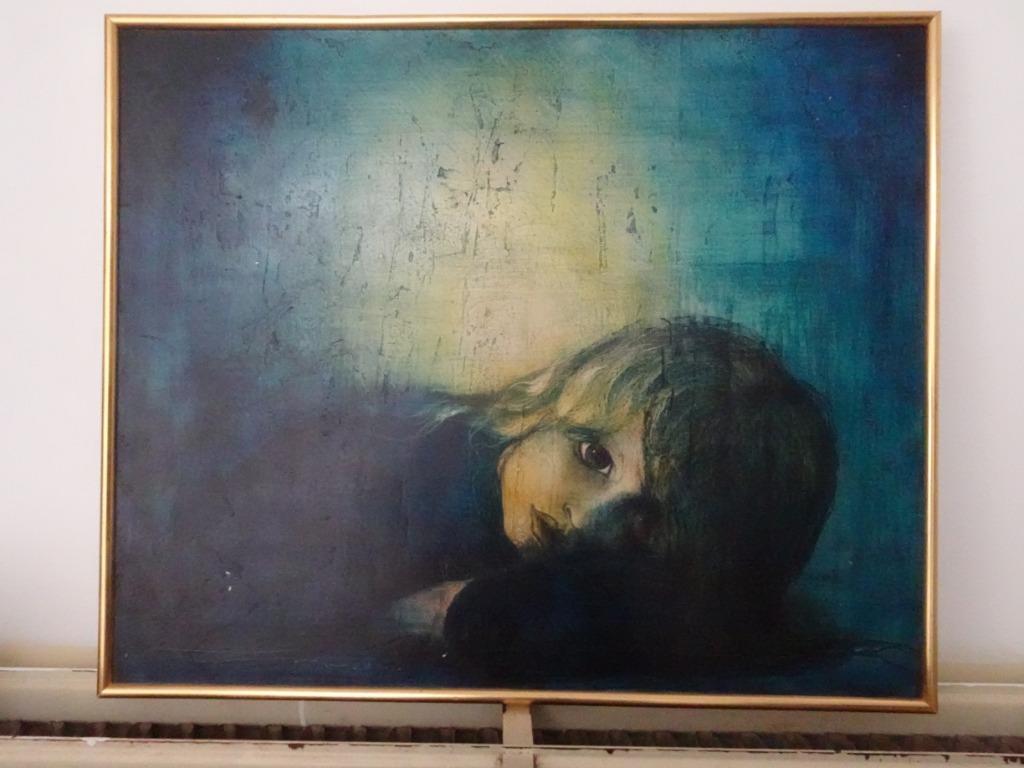 TABLEAU MODERNE ENFANT SIGNÉ SGRAFITTO, Enlèvement ou Envoi