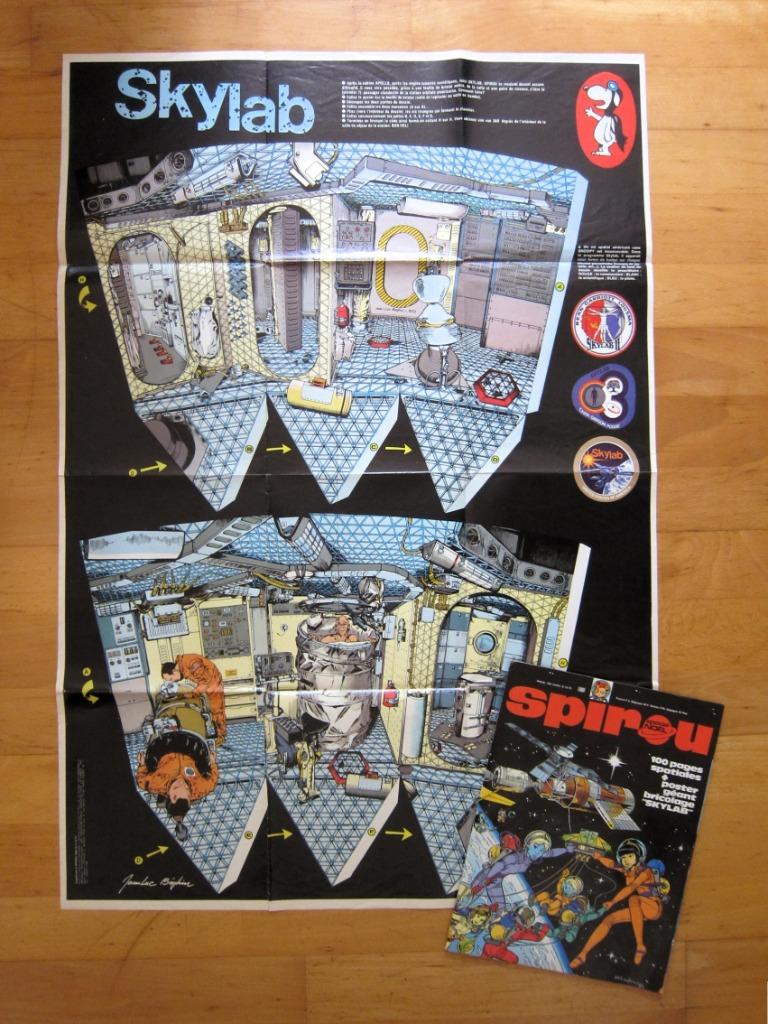 Spirou 1860 + poster Skylab (Noël 1973) 100 pages, Gelezen, Jean-Luc Béghin, Eén stripboek, Ophalen of Verzenden