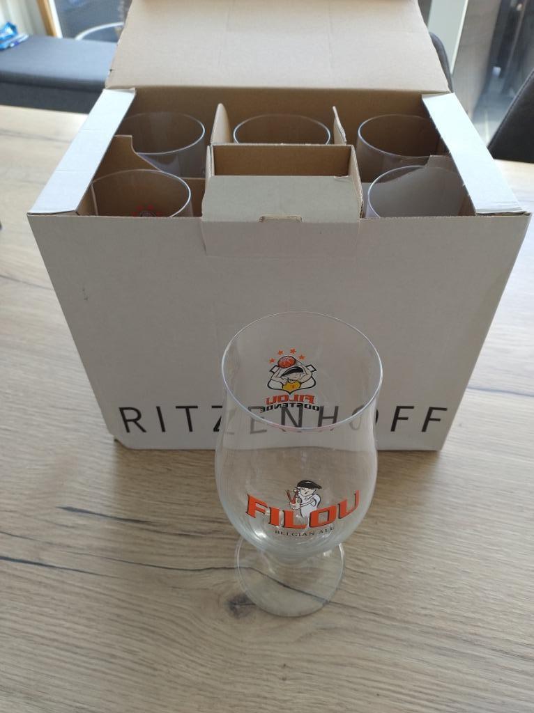 Lot van 6 Filou bierglazen BC Oostende, Ophalen of Verzenden, Nieuw