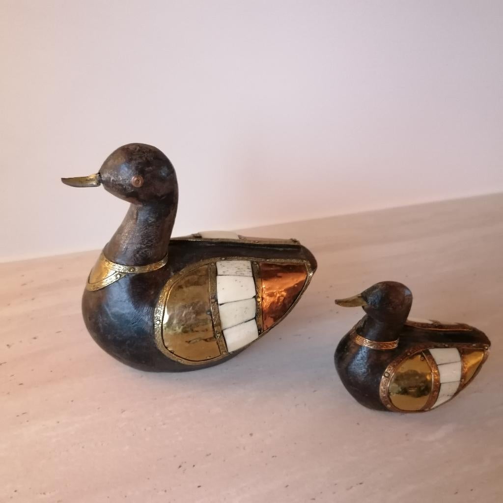 2 DECORATIEVE HOUTEN Eendjes - VINTAGE - PRIJS VERLAAGD!!!, Enlèvement