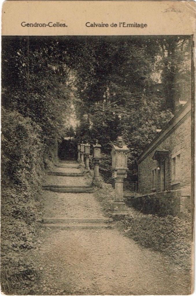 Oude postkaart Gendron-Celles Calvaire de l'Ermitage 1921, Verzenden, 1920 tot 1940, Gelopen, Namen