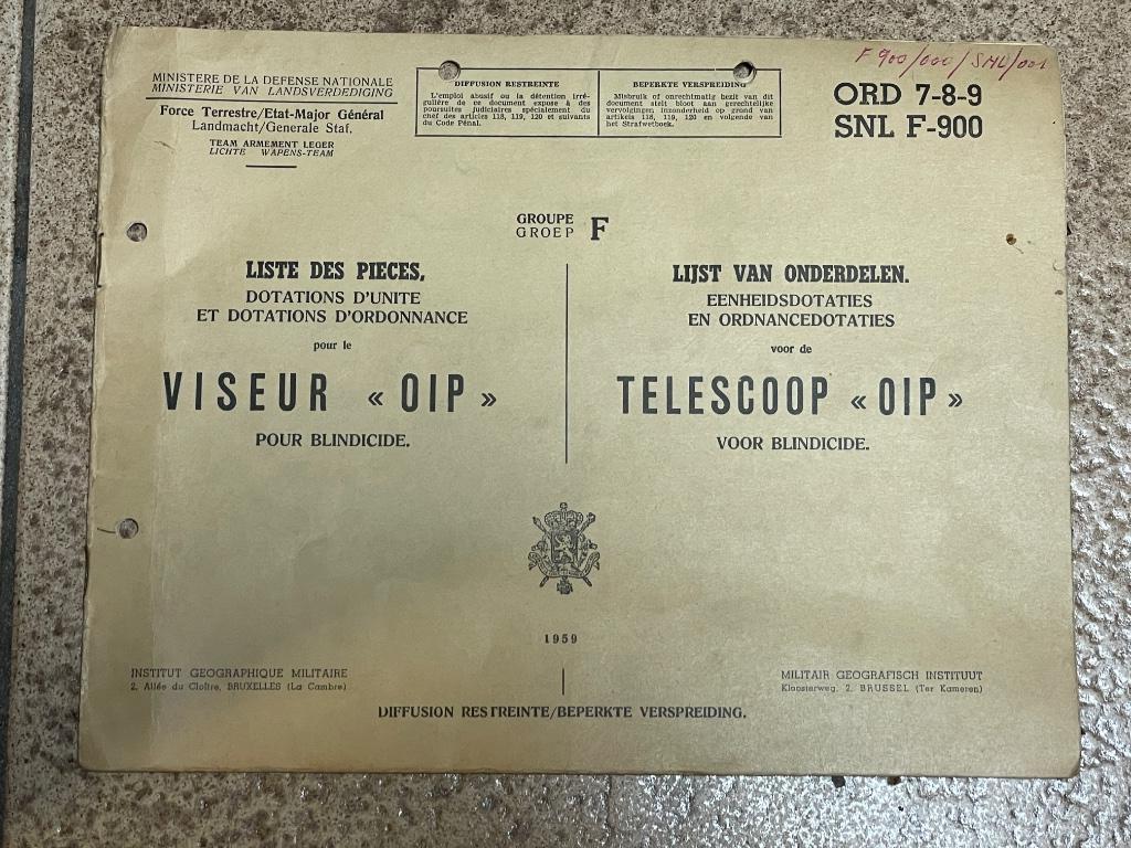 Réglementation ABL - Liste des pièces du télescope « OIP », Collections, Enlèvement ou Envoi