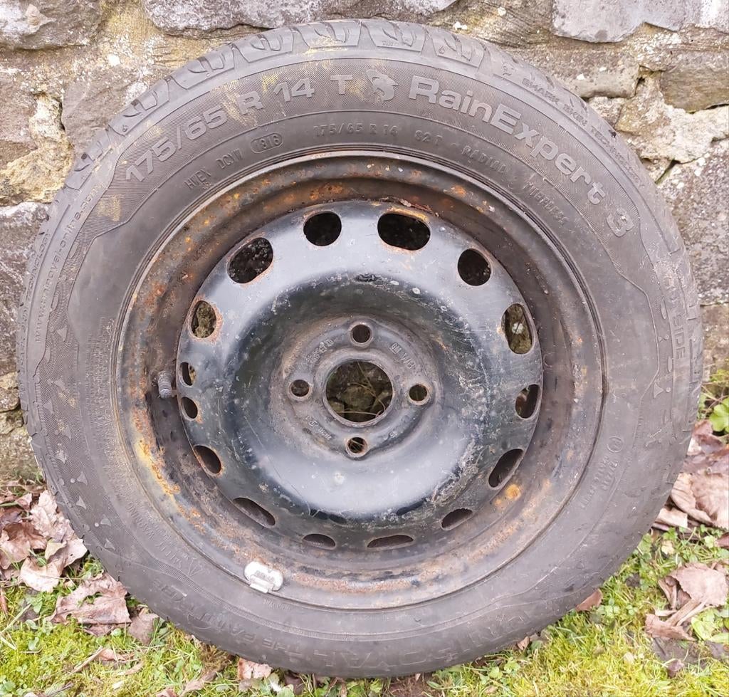 Opel 4x100 velg en 49 banden 175/65R14, Ophalen, Gebruikt, Opel