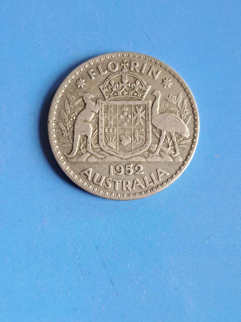 1952 Australie 1 florin en argent George VI, Timbres & Monnaies, Monnaies | Océanie, Enlèvement ou Envoi, Monnaie en vrac, Argent