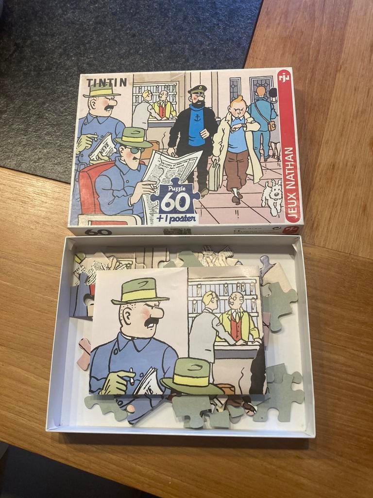 Tintin puzzle 60 pieces complet avec le poster, Enlèvement ou Envoi, Tintin, Utilisé, Livre ou Jeu