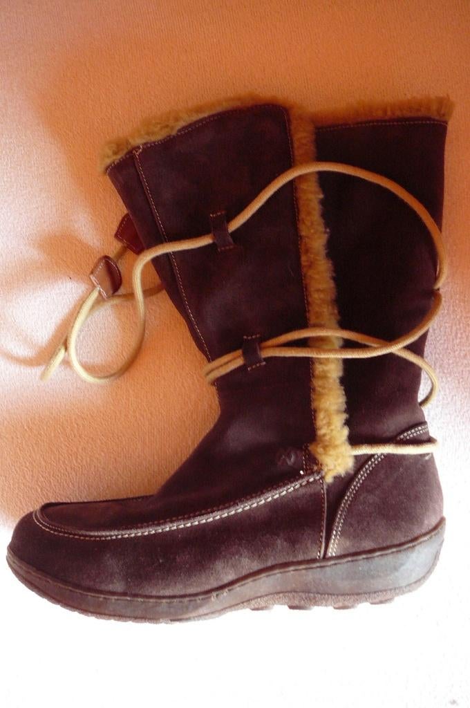 nubuck laarzen gevoerd met wol E(x)it, Bruin, Lage of Enkellaarzen, Ophalen of Verzenden, Zo goed als nieuw