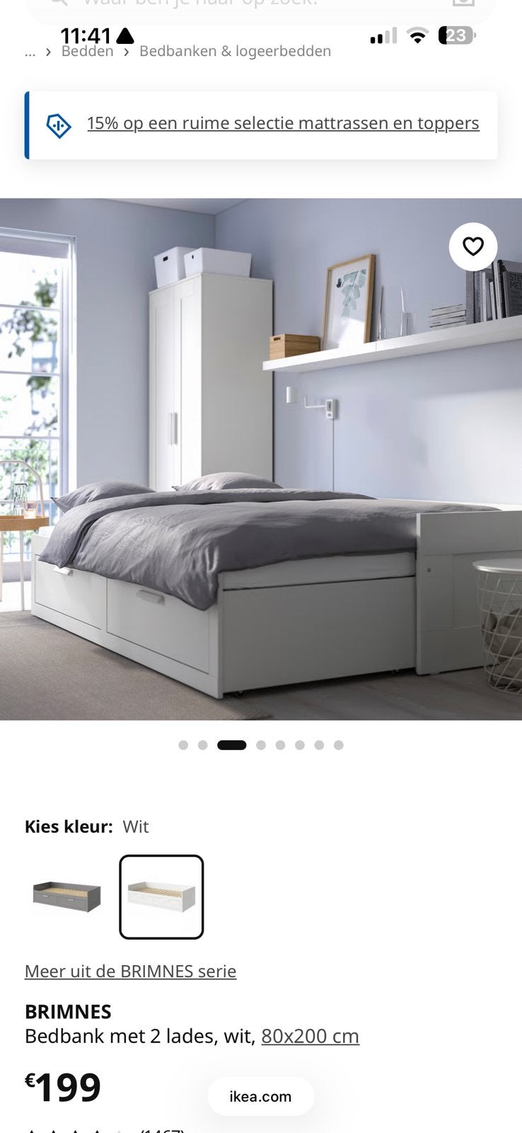 BRIMNES ikea bed 160cm, Huis en Inrichting, Ophalen, Zo goed als nieuw