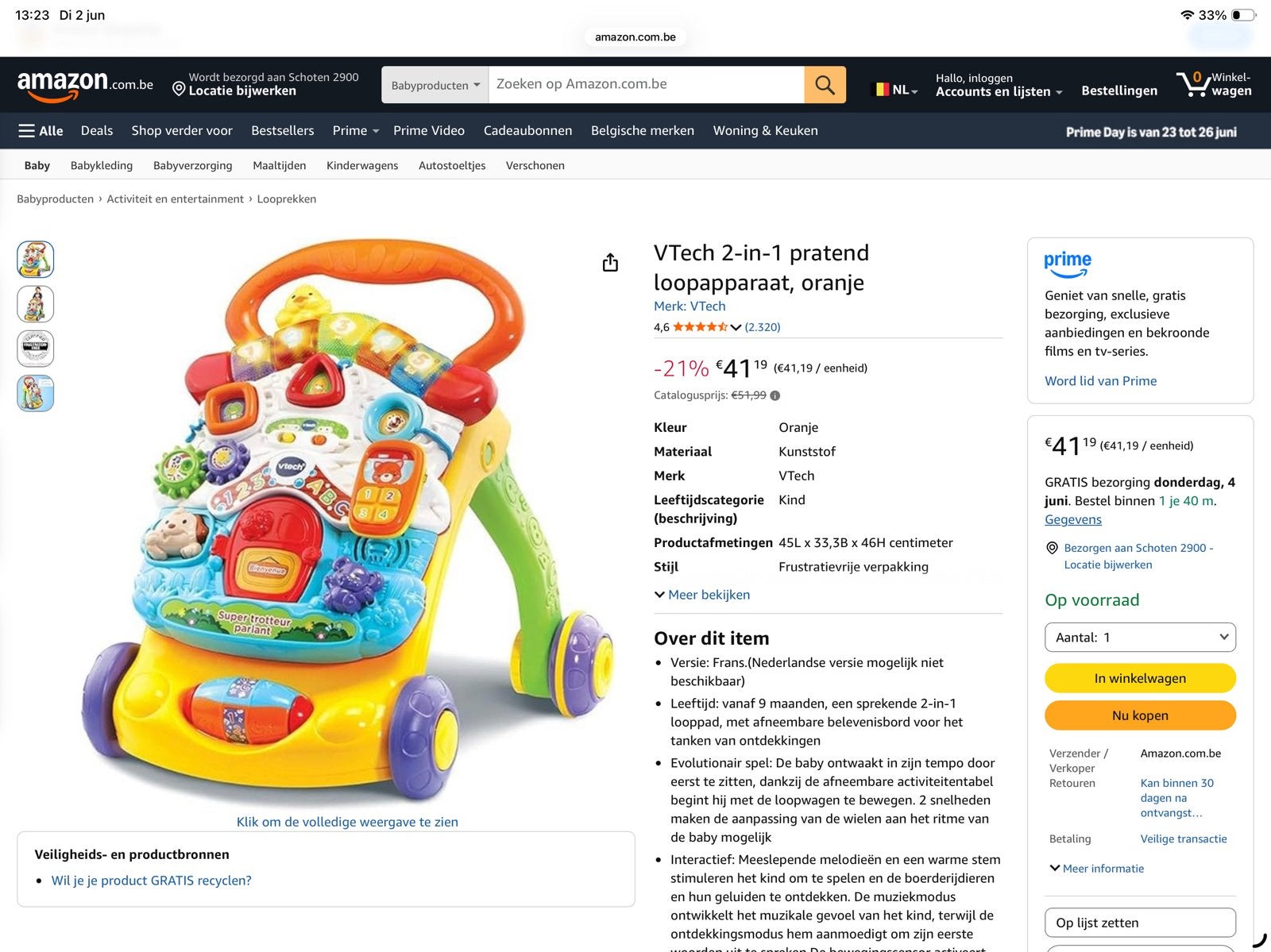 Vtech Babywalker (amper gebruikt), Enfants & Bébés, Jouets | Vtech, Comme neuf, Enlèvement