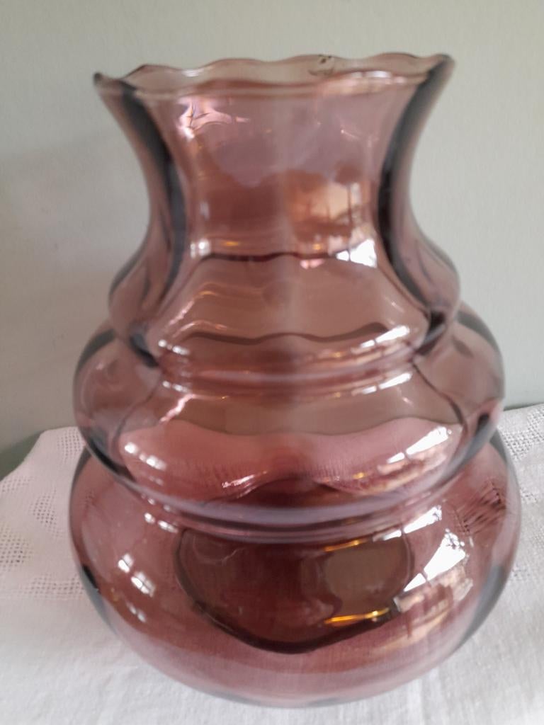 Paarse glazen art deco vaas Edmond Paul Belgisch, Antiek en Kunst, Ophalen