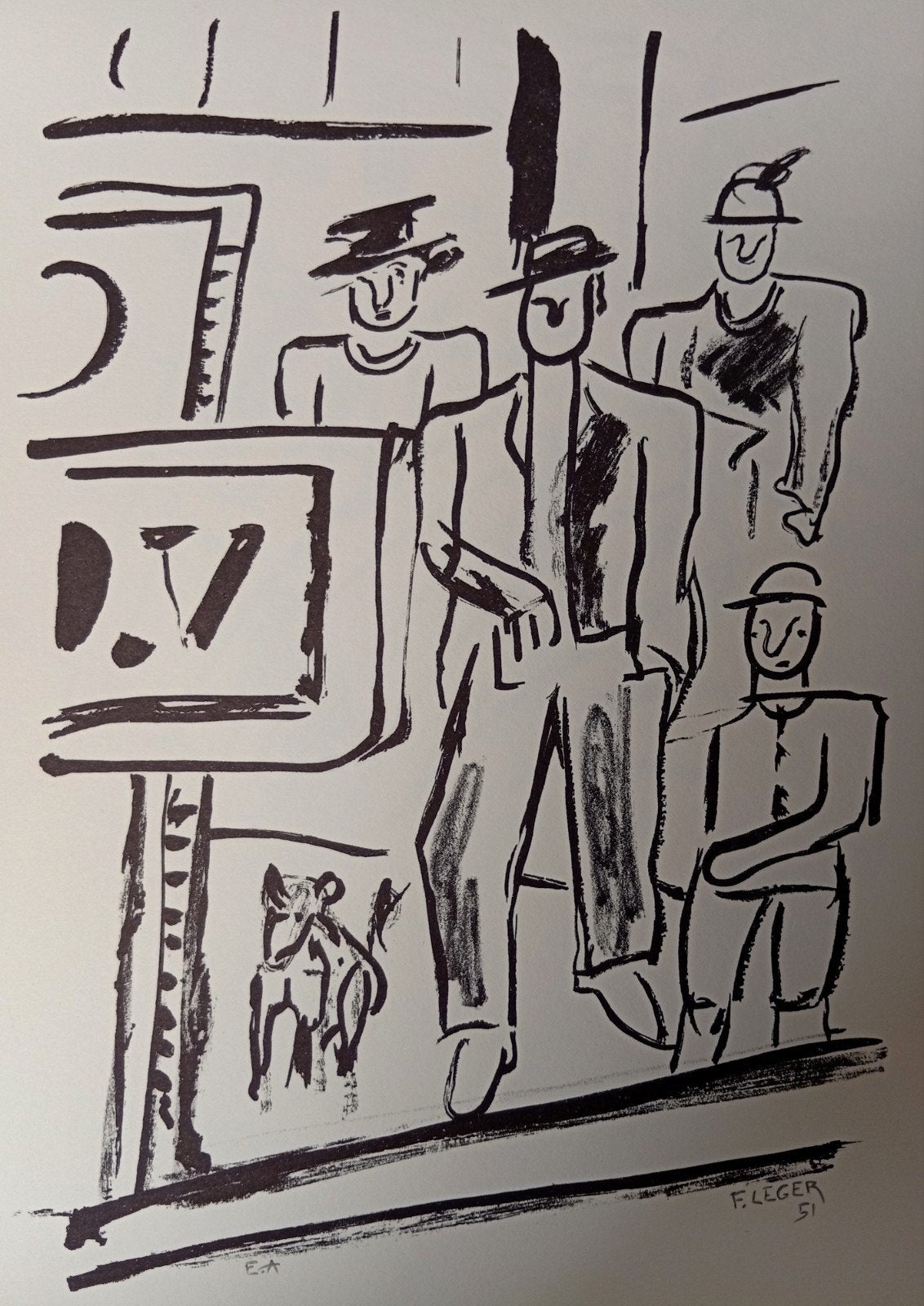 Fernand Léger. De familie en de hond. 1951. Lithografie si, Hobby en Vrije tijd, Stempelen, Ophalen of Verzenden