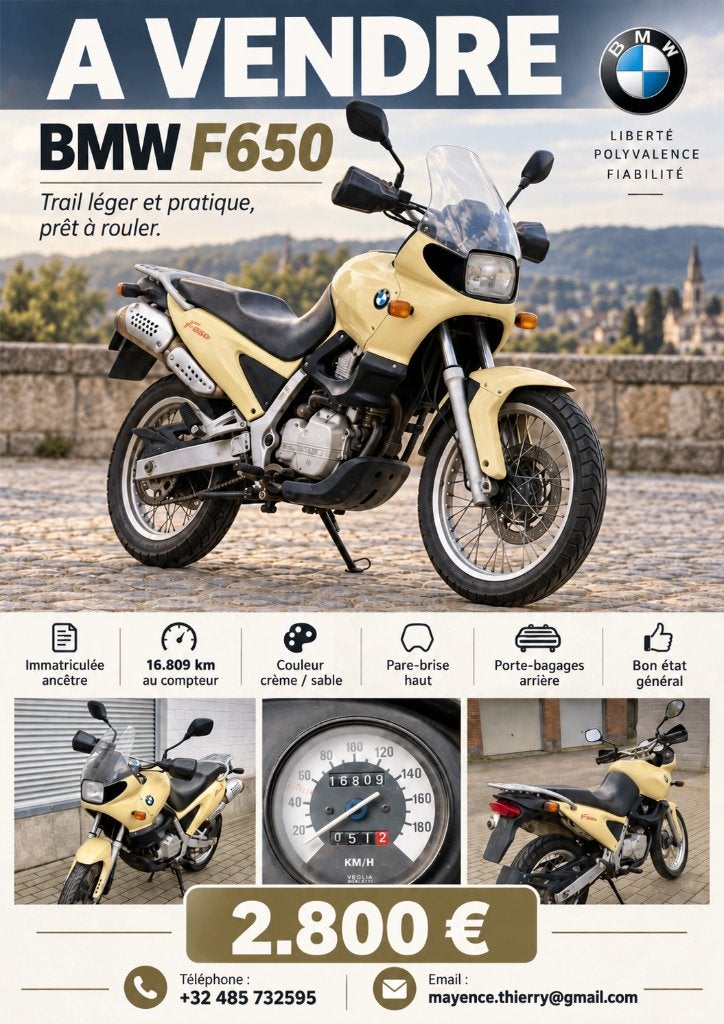 MOTO BMW F650 funduro (CT ancêtre), Permis Moto A, Tourisme, Occasion, Plus de 35 kW