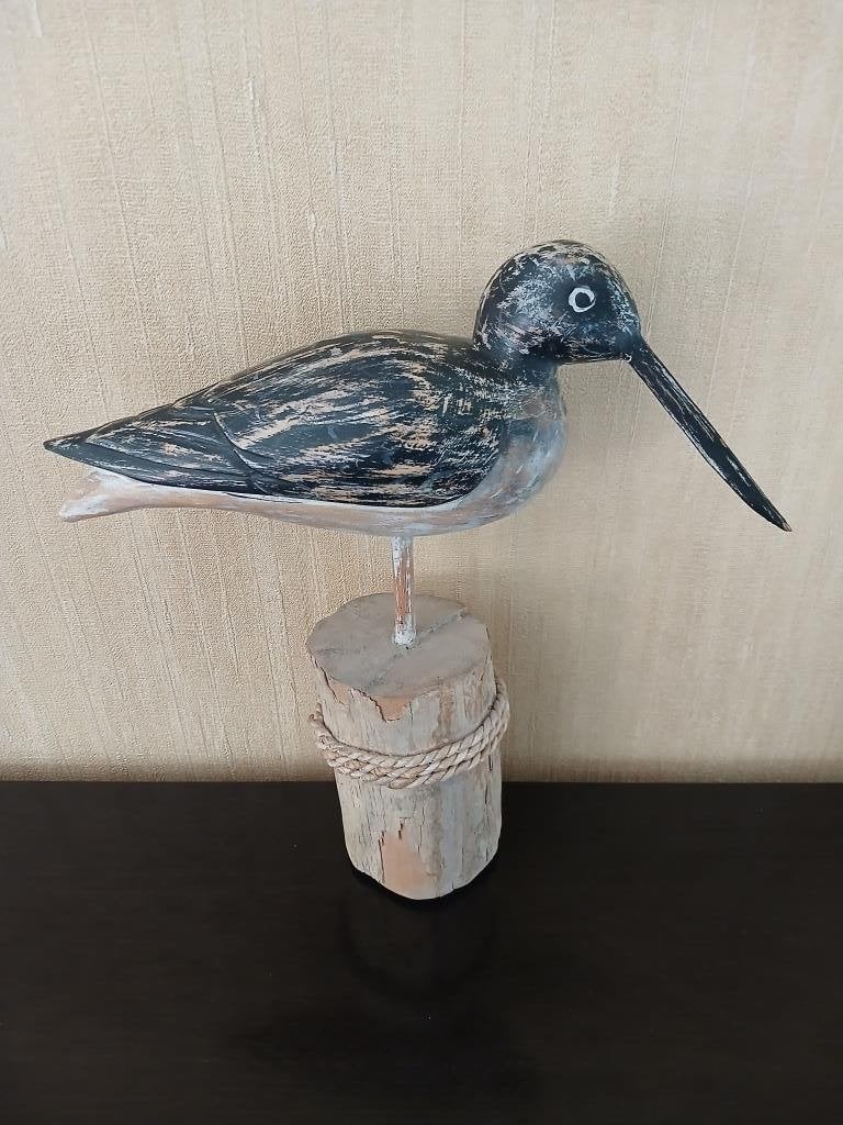 Houten waadsculptuur op cilindrische basis: 34x31cm, Ophalen, Houtsnijwerk, 20 - 50 cm, Op sokkel