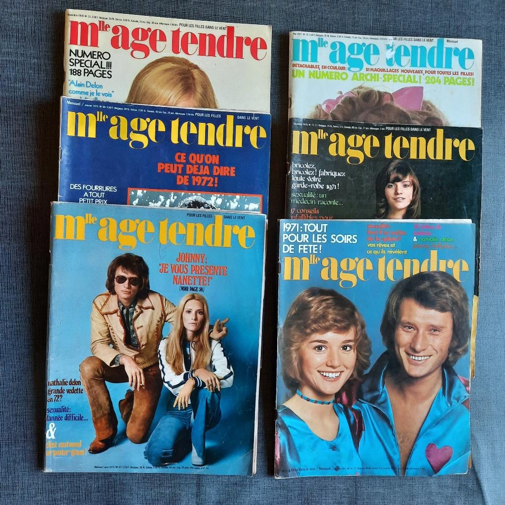 6-nummer retro-tijdschrift Melle Aga Tendre 1971/72., Boeken, Tijdschriften en Kranten, Ophalen of Verzenden