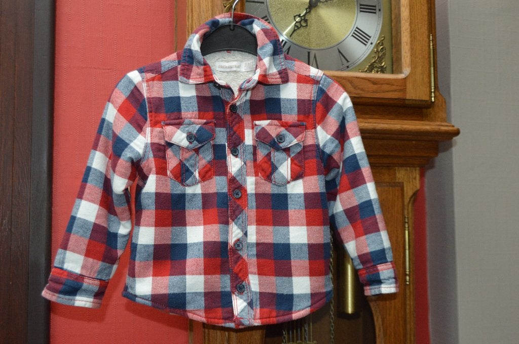 Veste chemise épaisse fourrée T92 à carreaux marine, rouge,, Enfants & Bébés, Vêtements enfant | Taille 92, Garçon, Enlèvement ou Envoi
