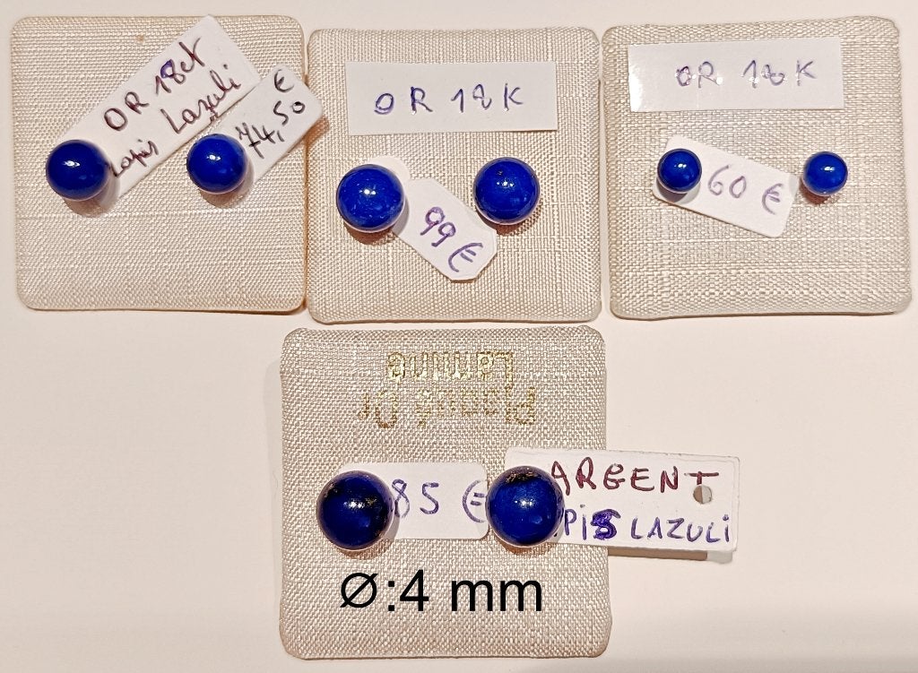 Boucles d'oreilles boule Lapis lazuli or 18K / argent NEUVES, Bijoux, Sacs & Beauté, Enlèvement ou Envoi, Or, Avec pierre précieuse